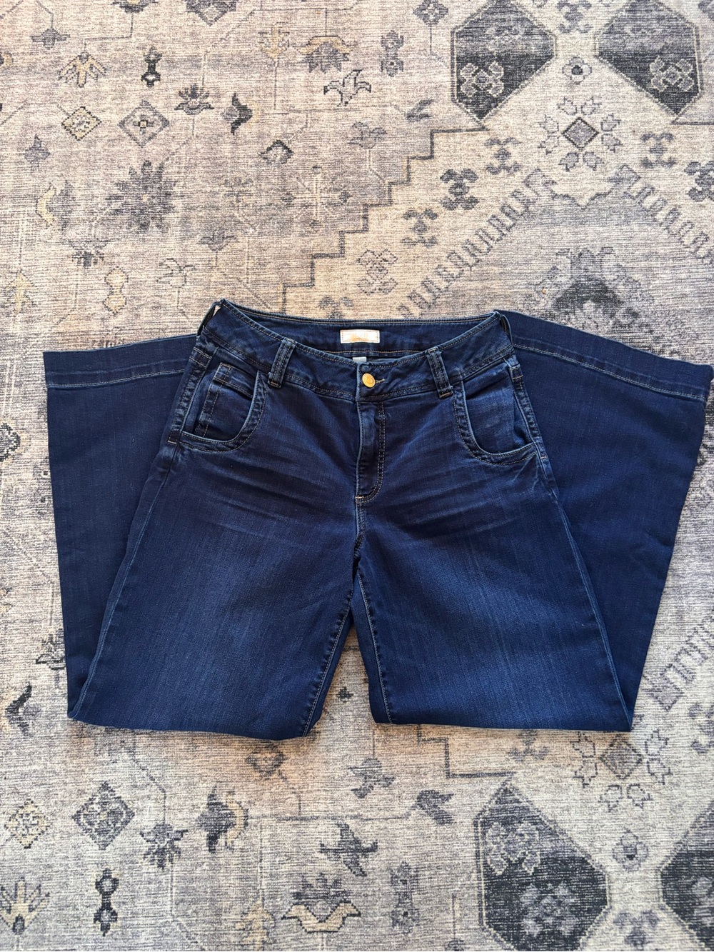 Kut from the Kloth Deep Indigo Meg Wide Leg Jeans Size 8